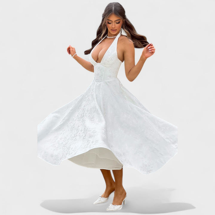 Vintém d'Ouro - Vestido midi texturizado