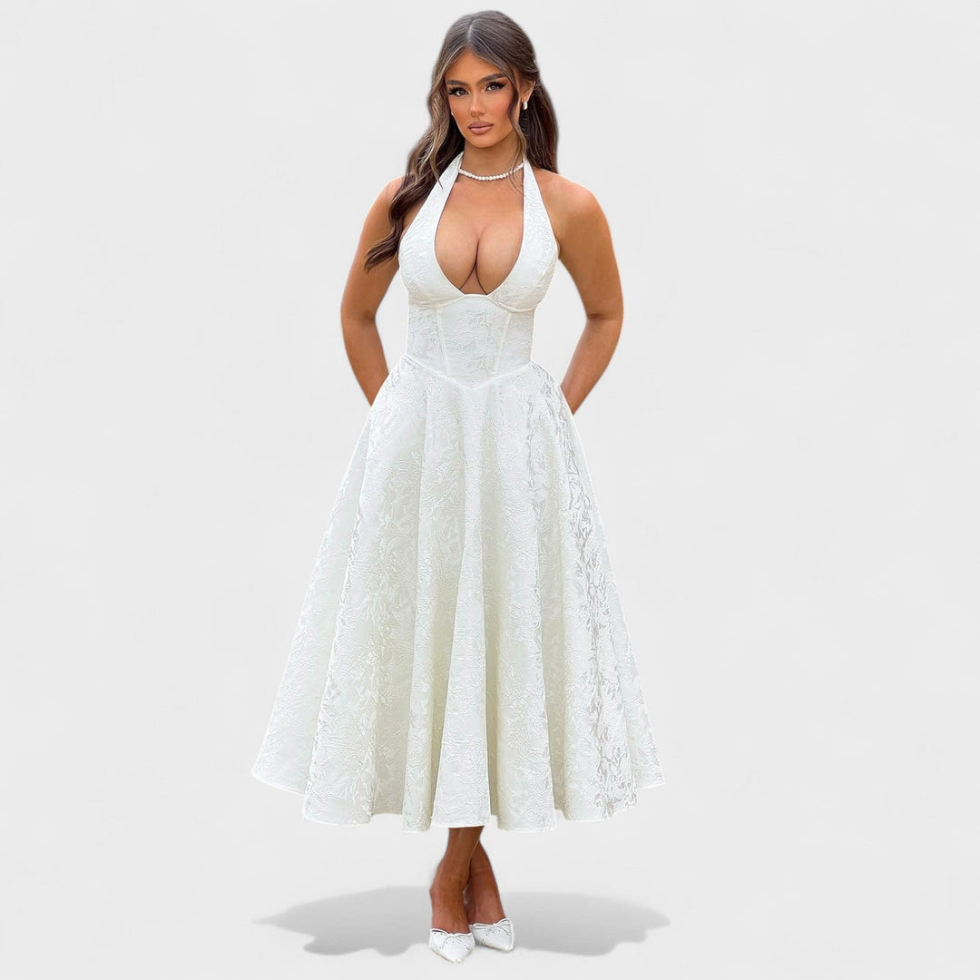 Vintém d'Ouro - Vestido midi texturizado