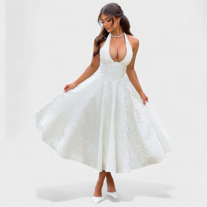 Vintém d'Ouro - Vestido midi texturizado