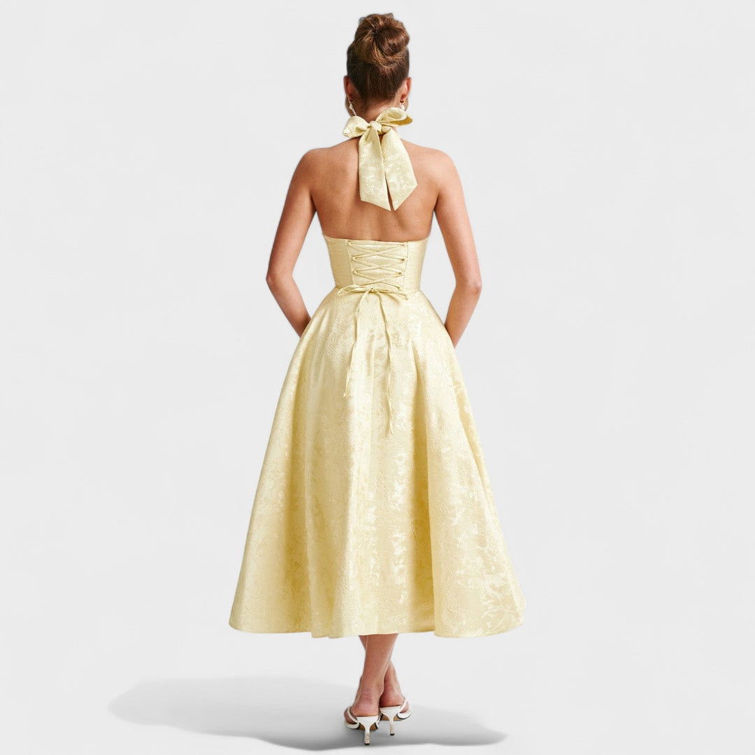 Vintém d'Ouro - Vestido midi texturizado