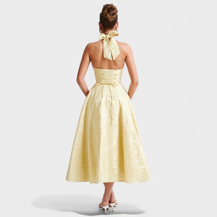 Vintém d'Ouro - Vestido midi texturizado