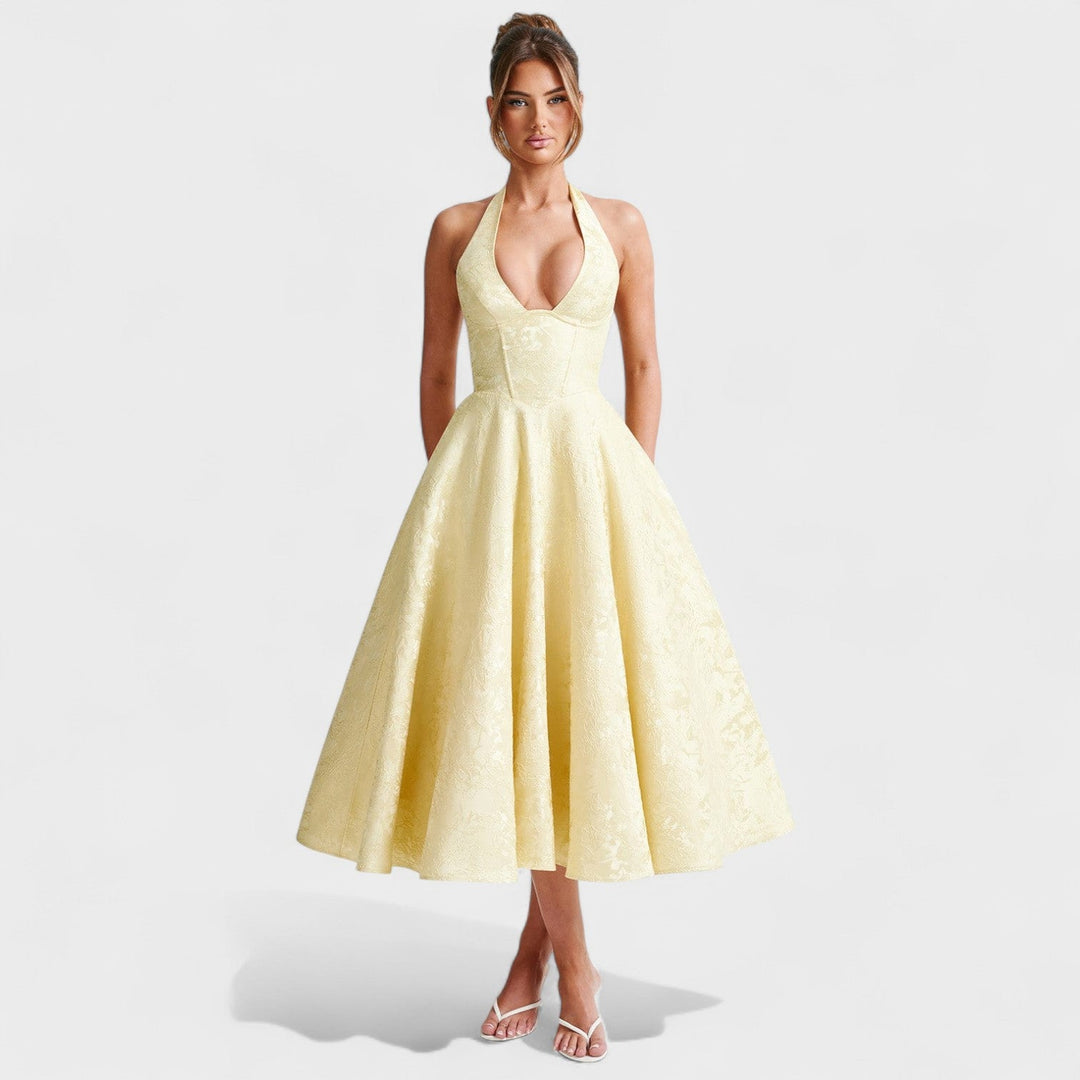 Vintém d'Ouro - Vestido midi texturizado