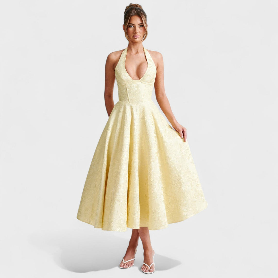 Vintém d'Ouro - Vestido midi texturizado