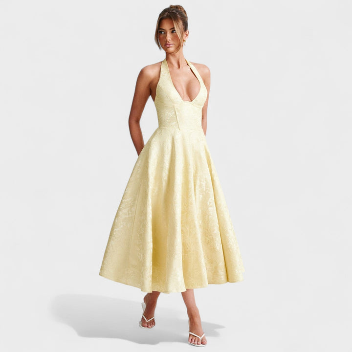 Vintém d'Ouro - Vestido midi texturizado