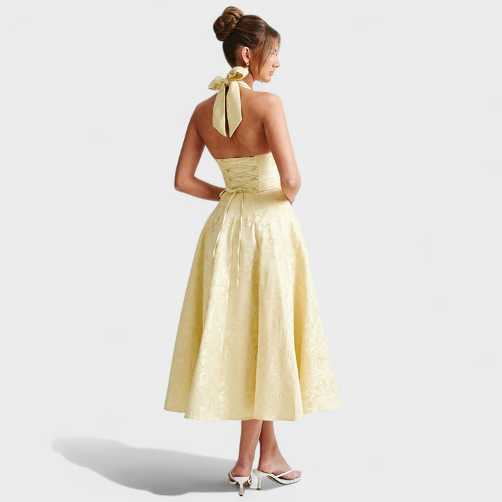 Vintém d'Ouro - Vestido midi texturizado