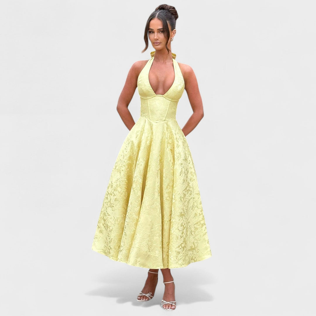 Vintém d'Ouro - Vestido midi texturizado