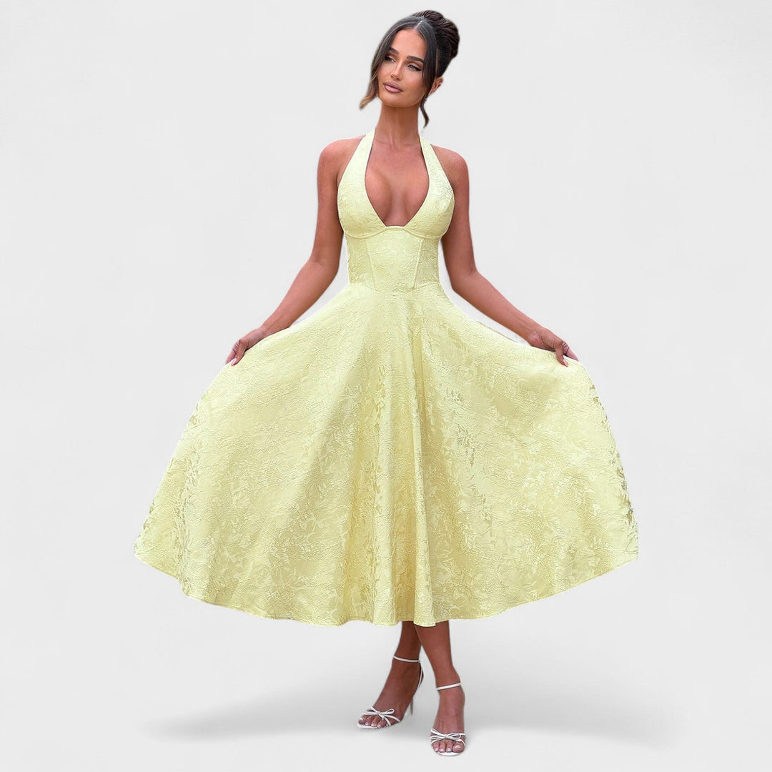 Vintém d'Ouro - Vestido midi texturizado