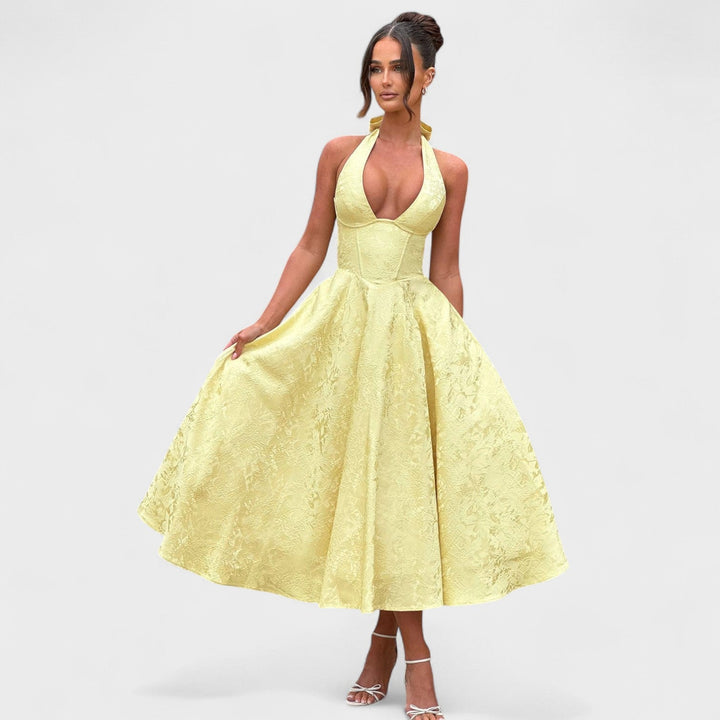 Vintém d'Ouro - Vestido midi texturizado