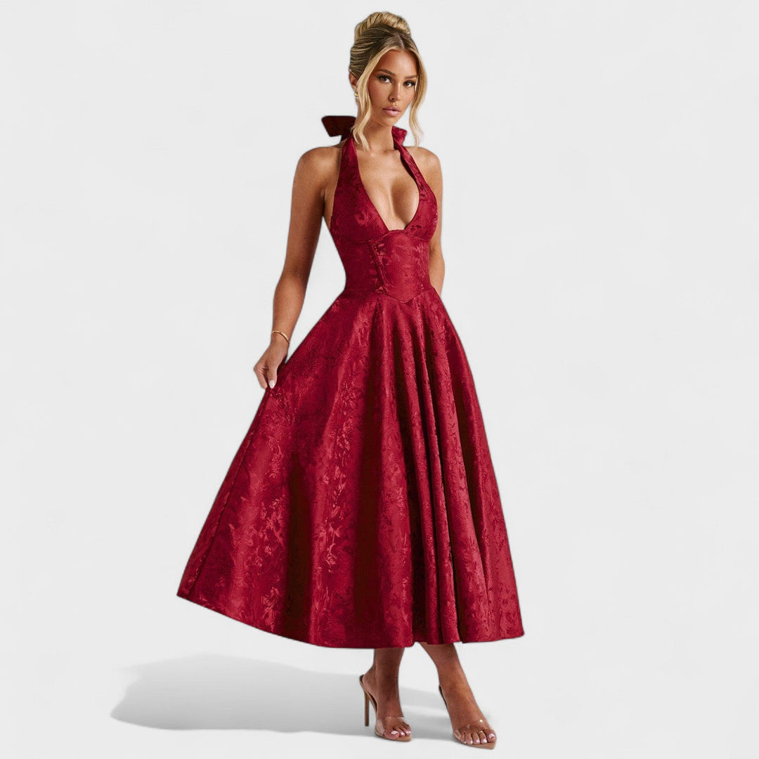 Vintém d'Ouro - Vestido midi texturizado