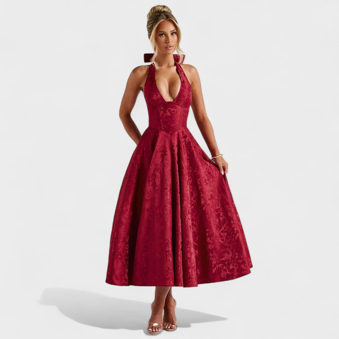 Vintém d'Ouro - Vestido midi texturizado