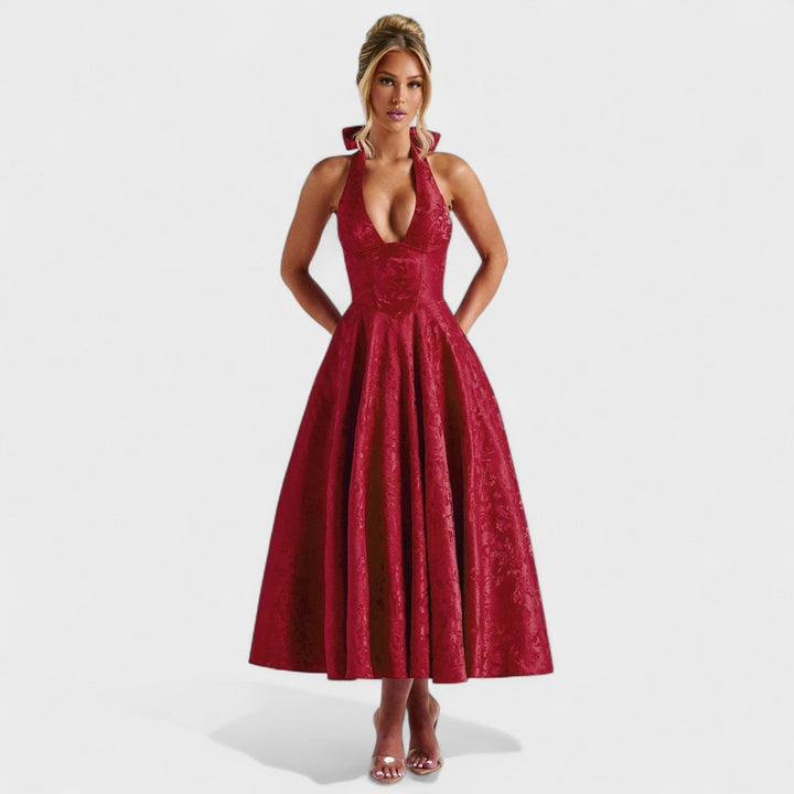 Vintém d'Ouro - Vestido midi texturizado