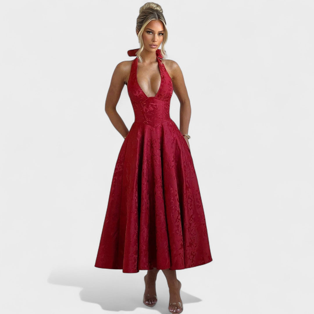 Vintém d'Ouro - Vestido midi texturizado
