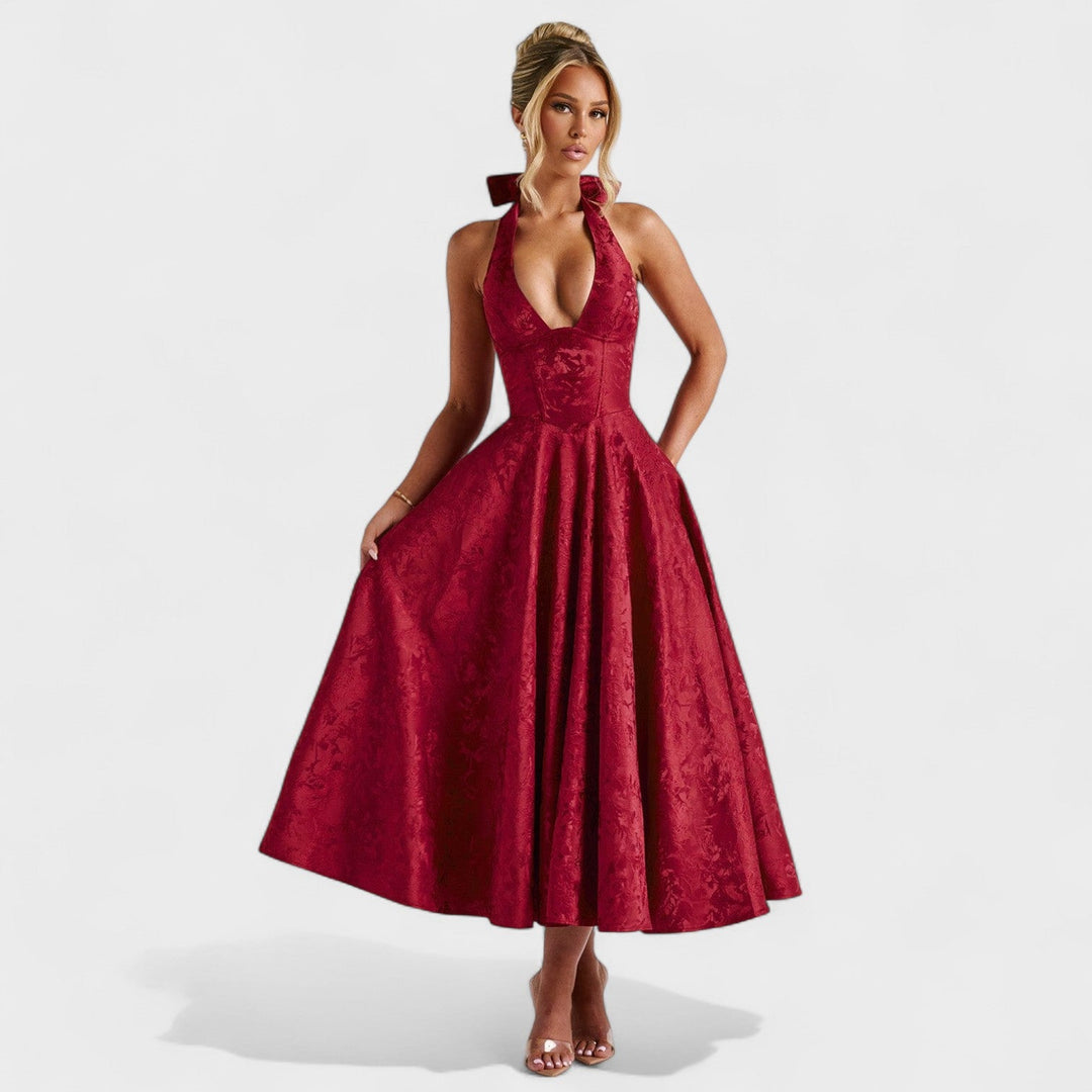 Vintém d'Ouro - Vestido midi texturizado