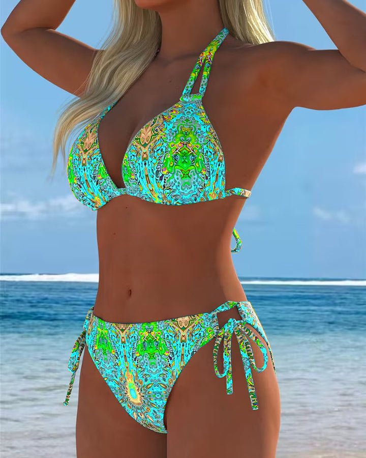 Vintém d'Ouro - Biquíni Estampado com Decote Halter