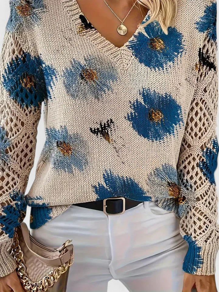 Vintém d'Ouro - Suéter elegante com estampa floral