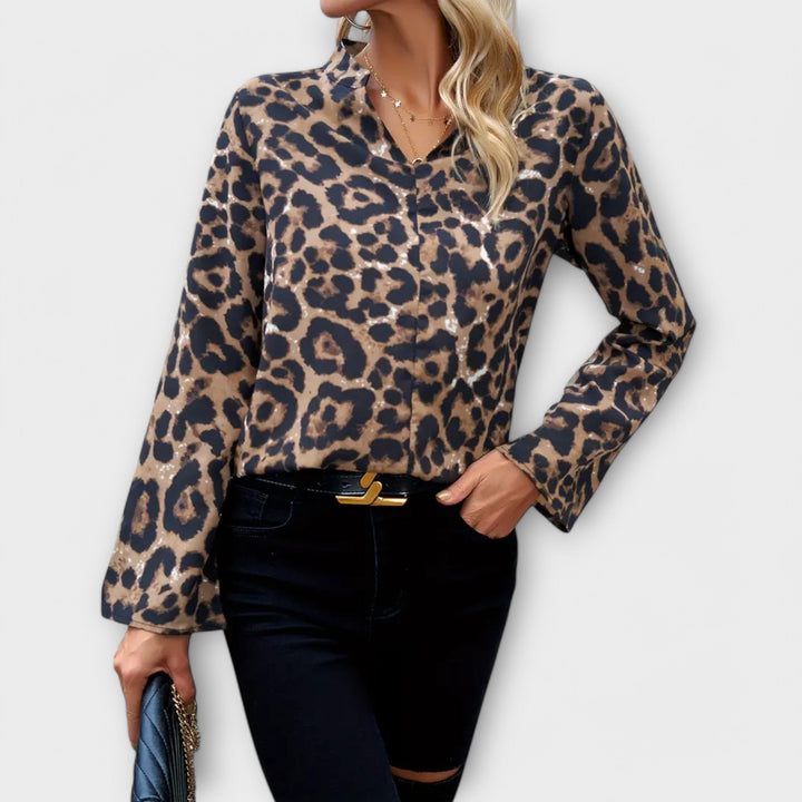 Vintém d'Ouro - Blusa casual de leopardo