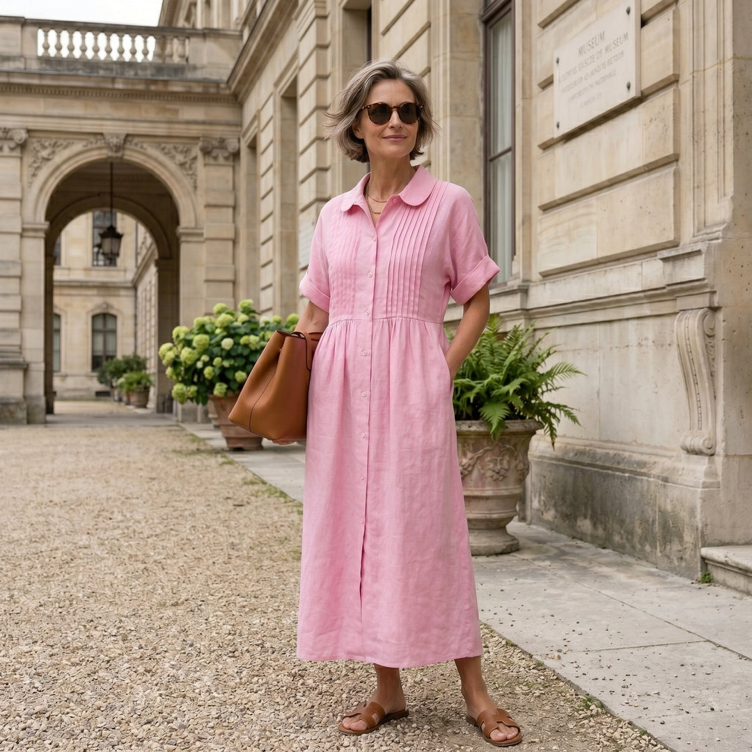 Vintém d'Ouro - Vestido Elegante em Linho