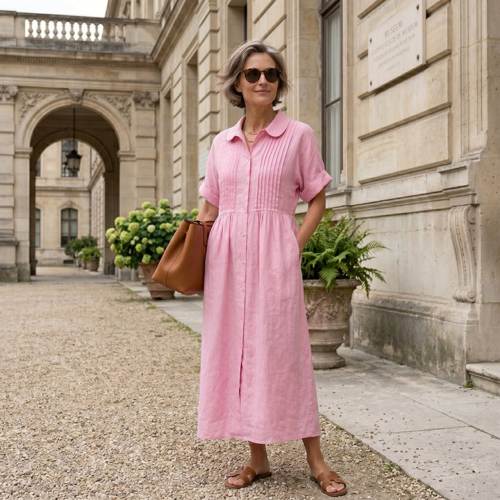Vintém d'Ouro - Vestido Elegante em Linho