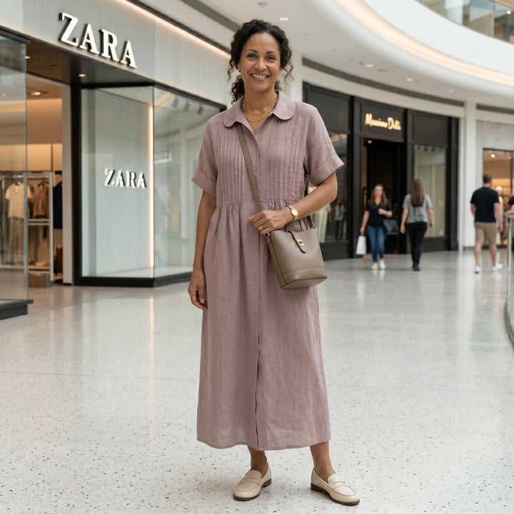 Vintém d'Ouro - Vestido Elegante em Linho