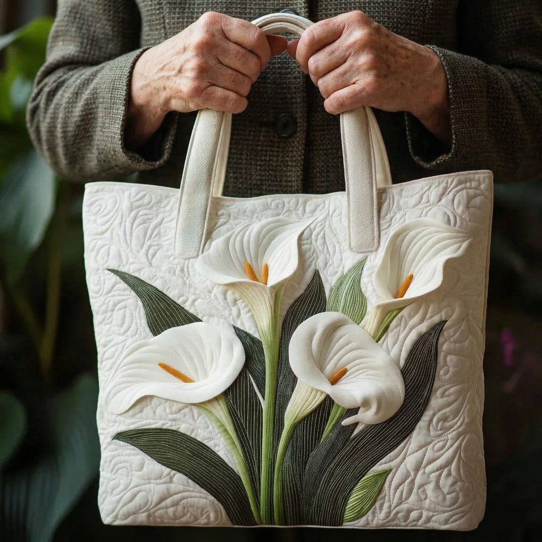 Vintém d'Ouro - Saco Tote Acolchoado com Flor