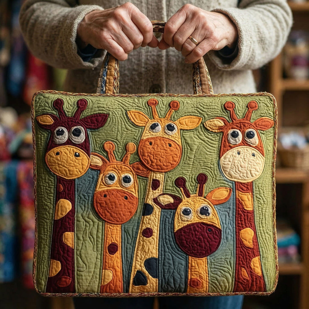 Vintém d'Ouro - Saco Tote Acolchoado com Girafas