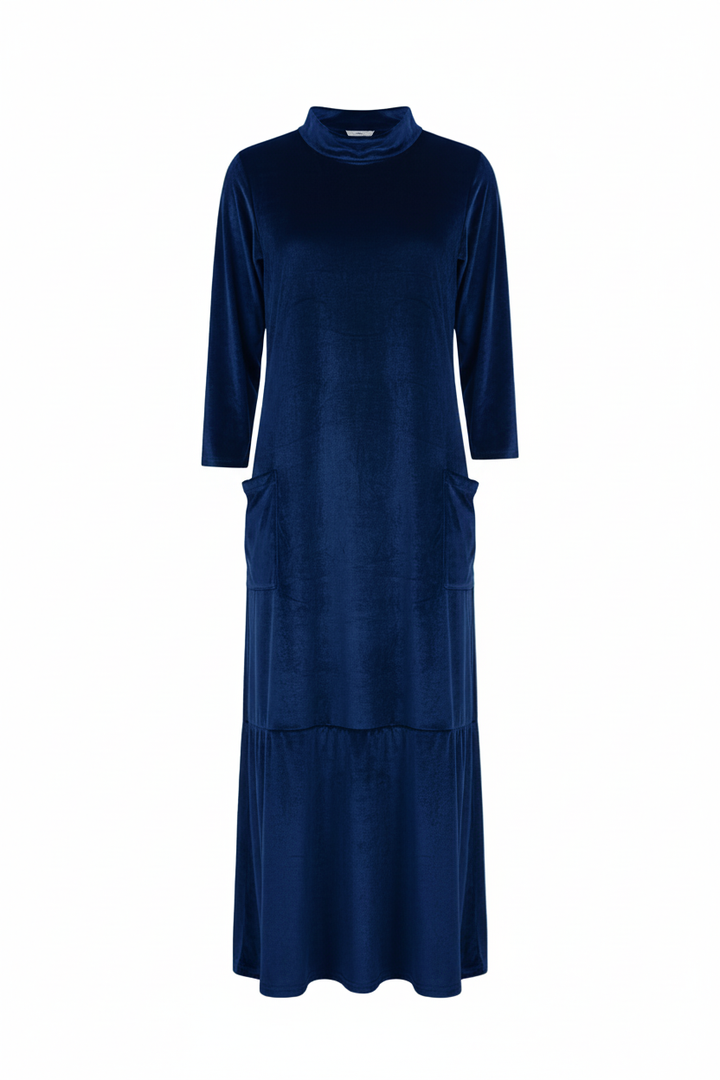 Vintém d'Ouro - Vestido de Veludo Longo com Bolsos