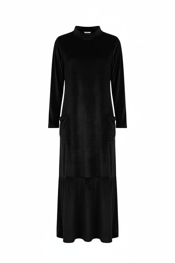 Vintém d'Ouro - Vestido de Veludo Longo com Bolsos