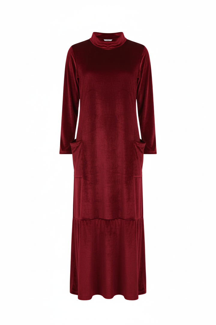 Vintém d'Ouro - Vestido de Veludo Longo com Bolsos