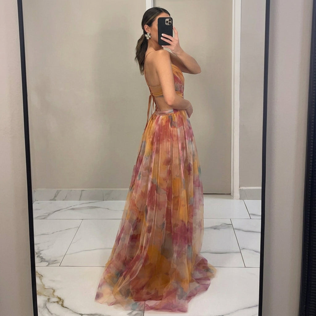 Vintém d'Ouro - Vestido Maxi com Estampado Floral