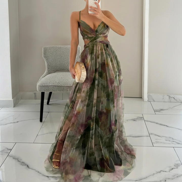 Vintém d'Ouro - Vestido Maxi com Estampado Floral