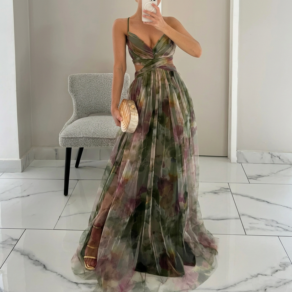 Vintém d'Ouro - Vestido Maxi Estampado Floral