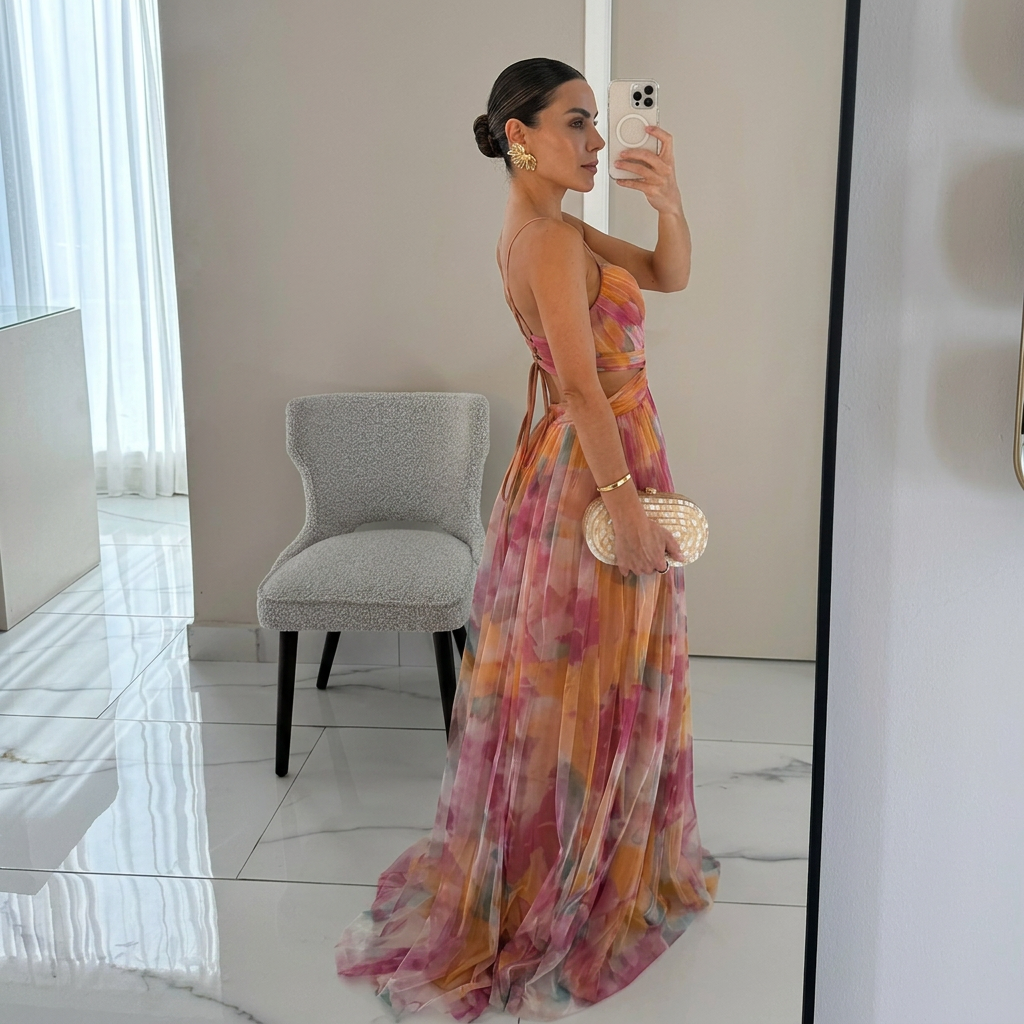 Vintém d'Ouro - Vestido Maxi com Estampado Floral