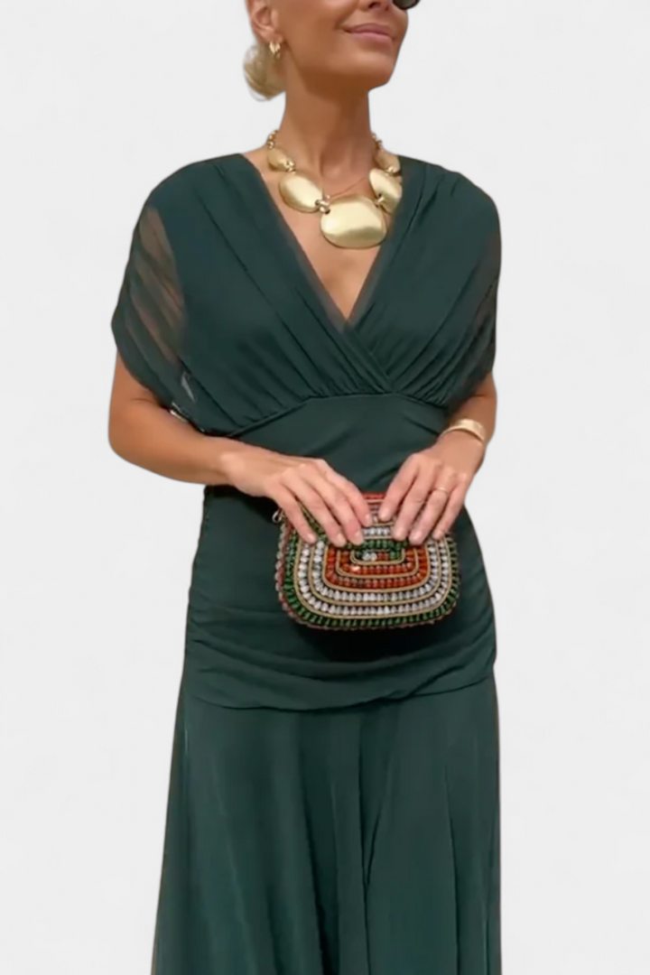 Vintém d'Ouro - Vestido elegante com decote em V