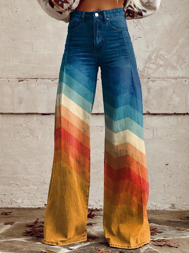 Vintém d'Ouro - Calças Retro Elegantes Zig Zag