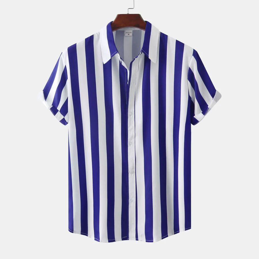 Vintém d'Ouro - Camisa de verão listrada respirável