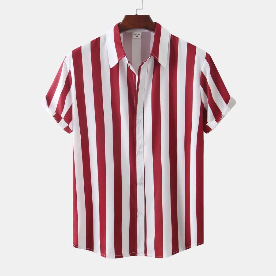 Vintém d'Ouro - Camisa de verão listrada respirável