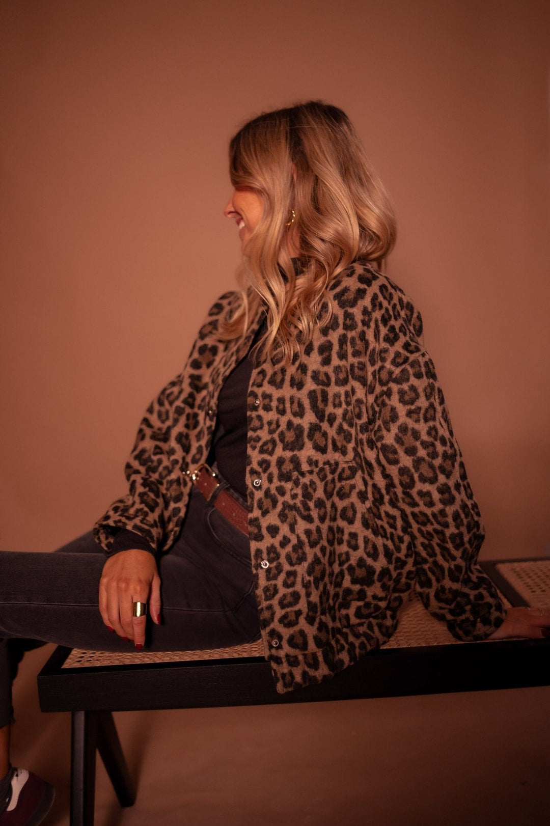 Vintém d'Ouro - Jaqueta de moda com estampa de leopardo