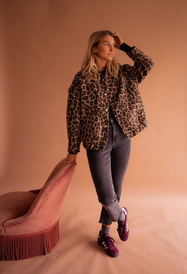 Vintém d'Ouro - Jaqueta de moda com estampa de leopardo