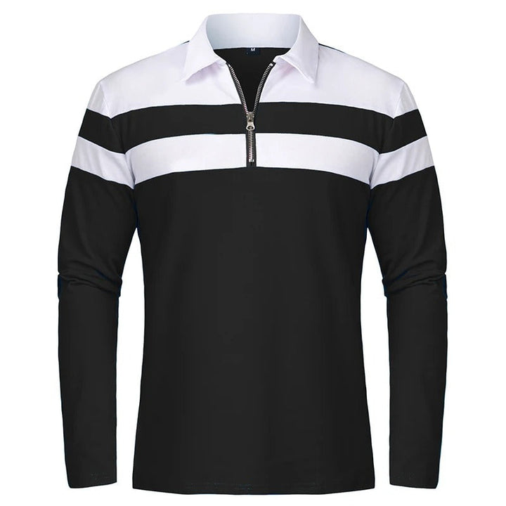 Vintém d'Ouro - Camisola elegante com fecho de correr às riscas