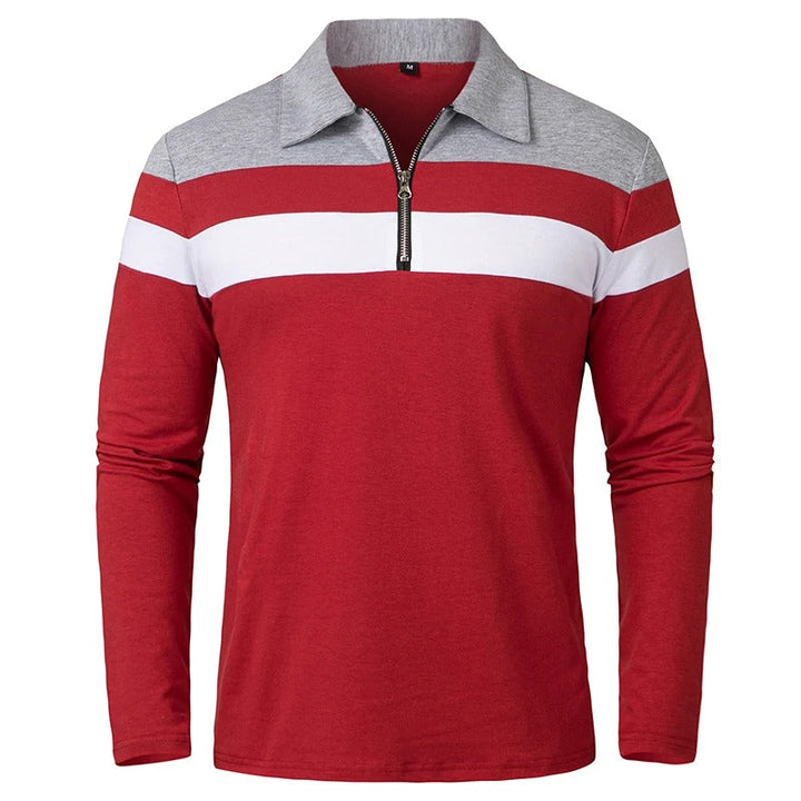 Vintém d'Ouro - Camisola elegante com fecho de correr às riscas