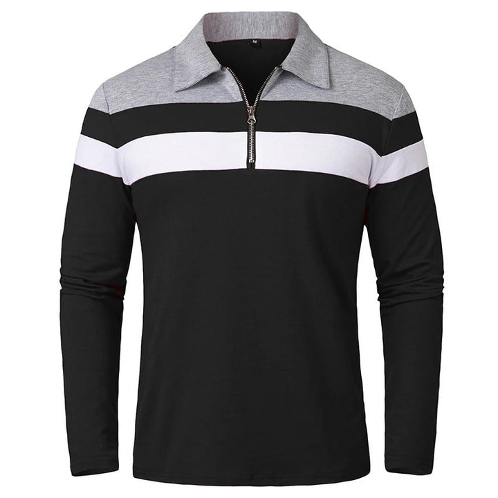 Vintém d'Ouro - Camisola elegante com fecho de correr às riscas