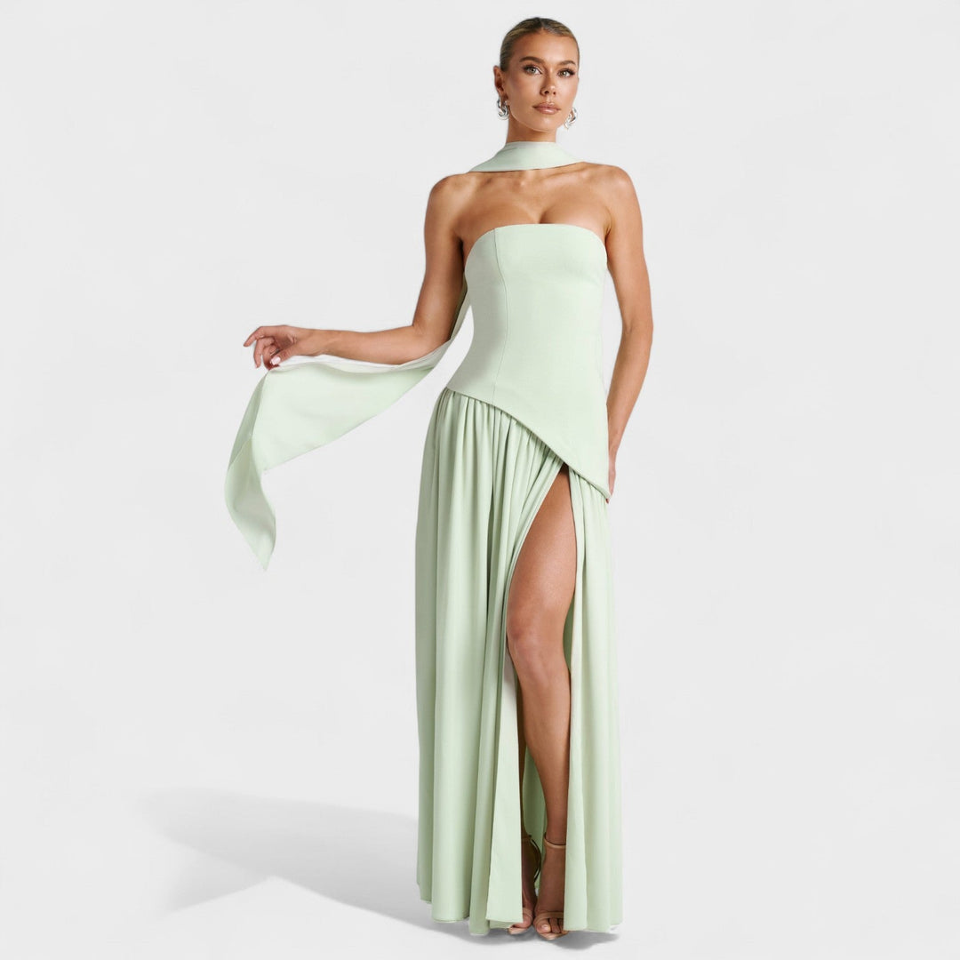 Vintém d'Ouro - Vestido Assimétrico Hortelã