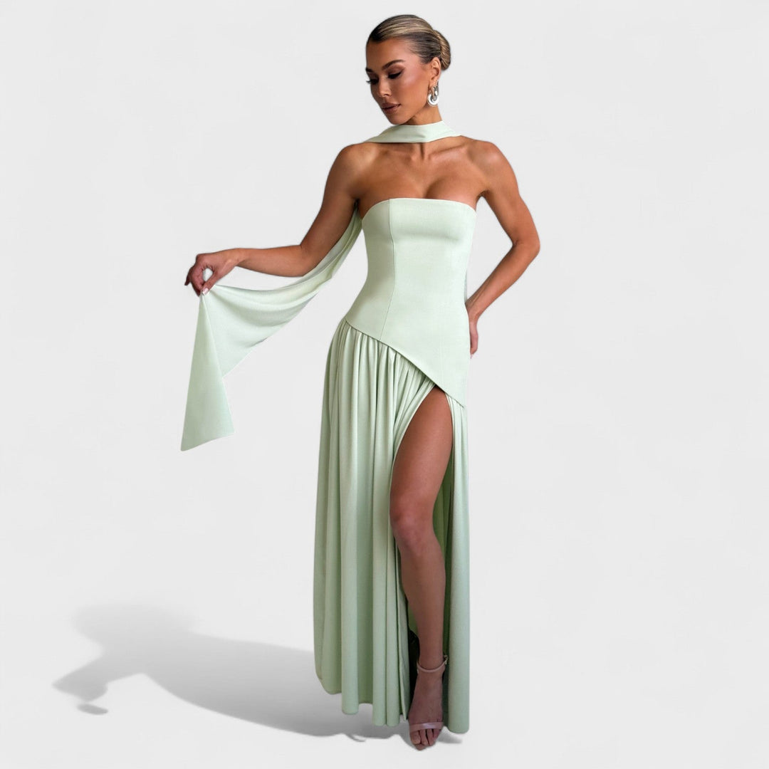 Vintém d'Ouro - Vestido Corte Assimétrico Hortelã