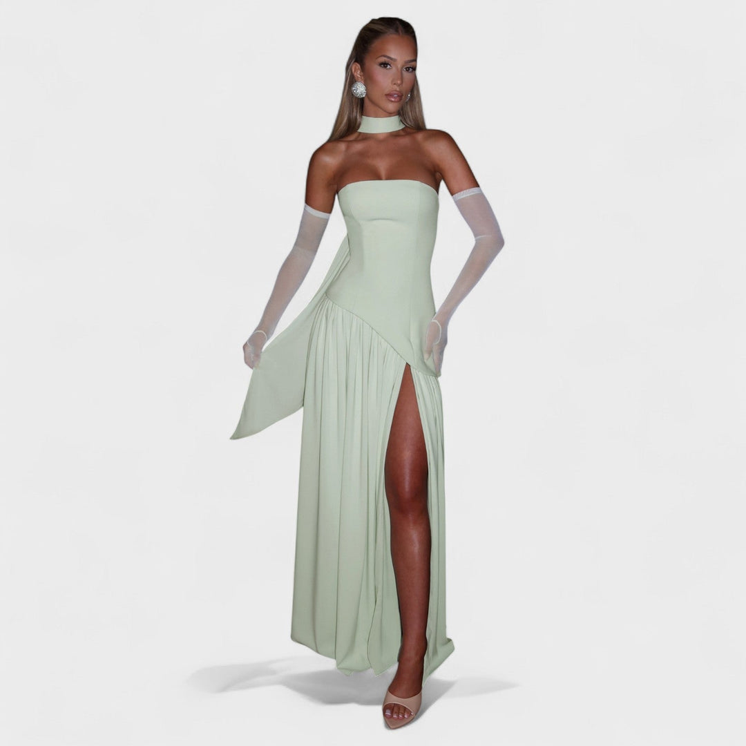 Vintém d'Ouro - Vestido Corte Assimétrico Hortelã