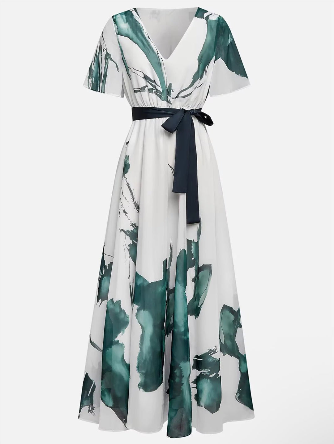 Vintém d'Ouro - Vestido Longo Estampado em Aquarela