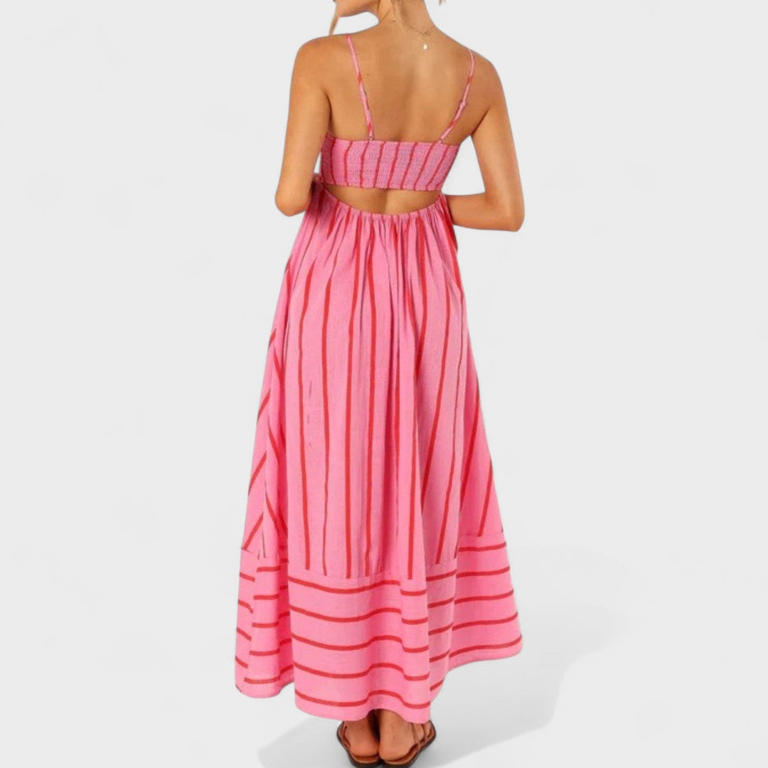 Vintém d'Ouro - Vestido longo listrado