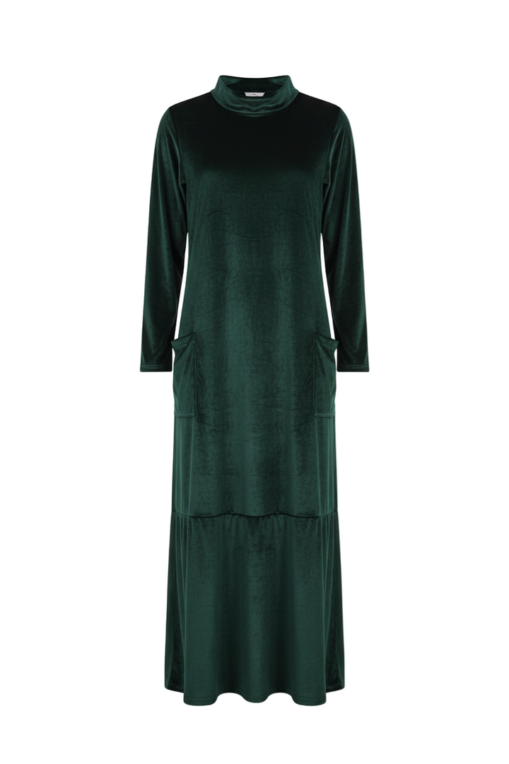 Vintém d'Ouro - Vestido de Veludo Longo com Bolsos