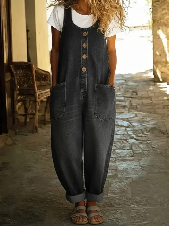 Vintém d'Ouro - Macacão de Denim Confortável