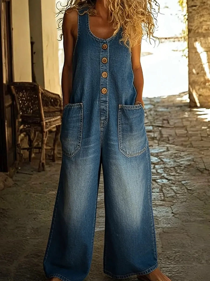 Vintém d'Ouro - Macacão de Denim Confortável