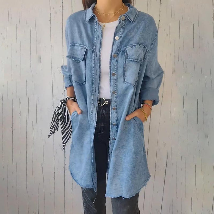 Vintém d'Ouro - Blazer jeans oversized da moda
